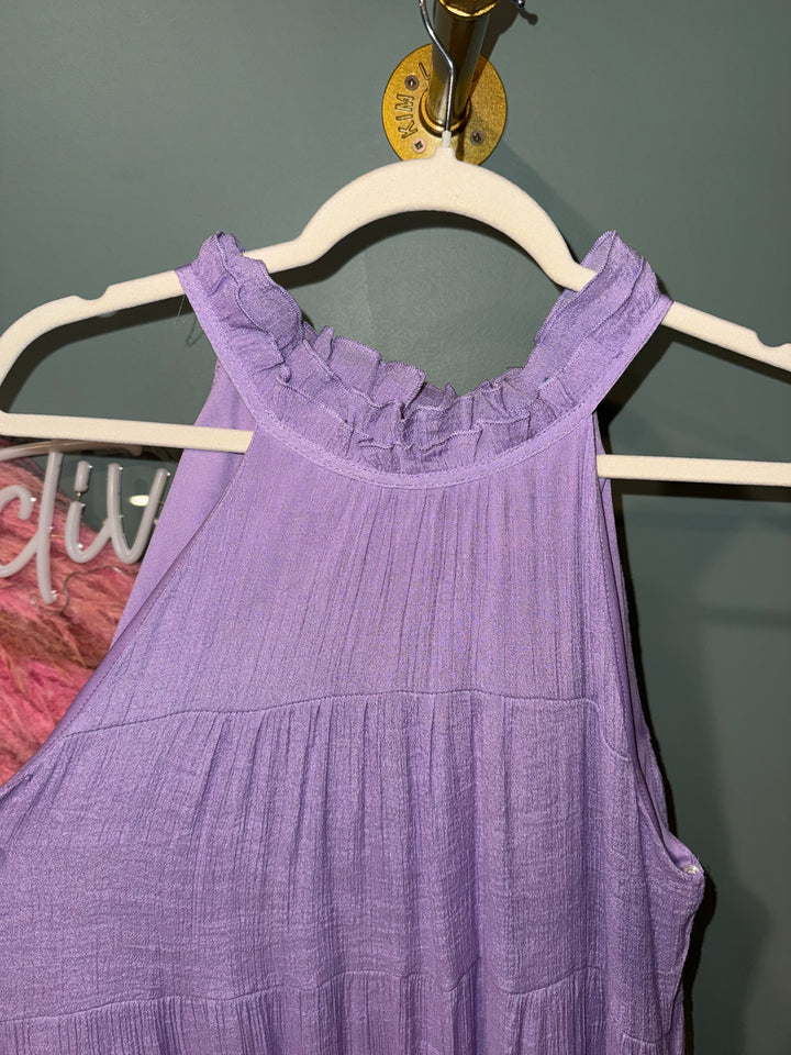 Ruffled High Neck Halter Maxi