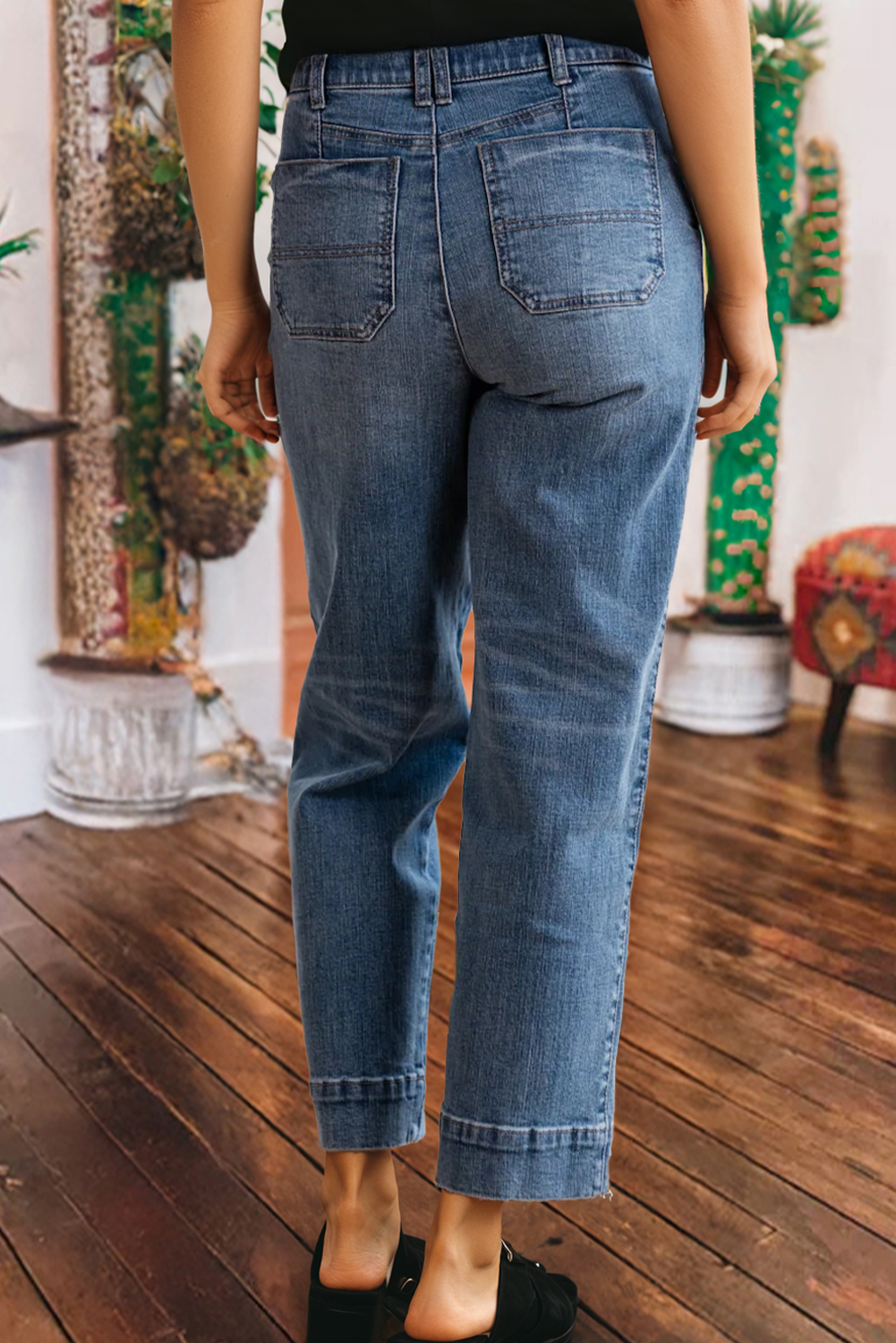 Western Sail Blue Exposed Stitching