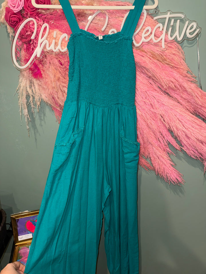 Smocked Wide Leg Jumpsuit