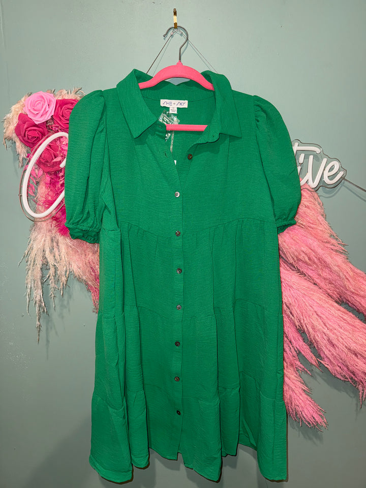 She+Sky Green Puff Dress