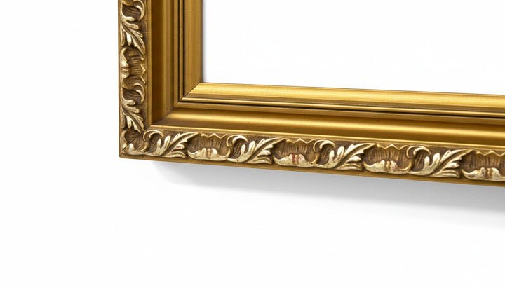 Chic Collective ornate antique gold frame with carved leaf detail, 24x36 inches