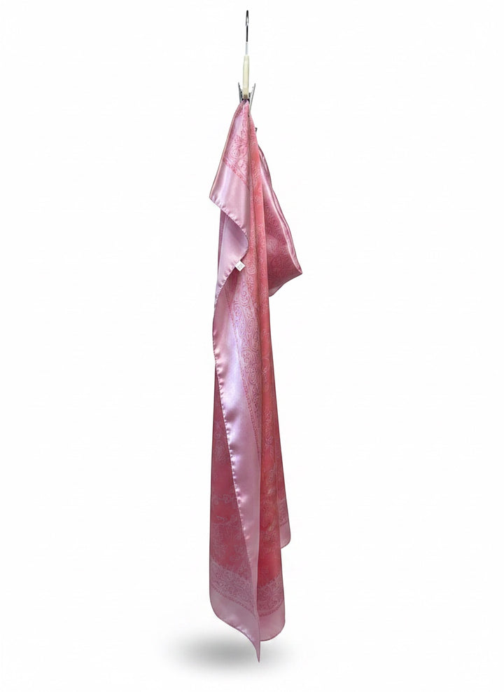 Chic Collective Blush Romance Scarf with floral toile pattern in ivory on blush pink silk. Elegant and feminine.