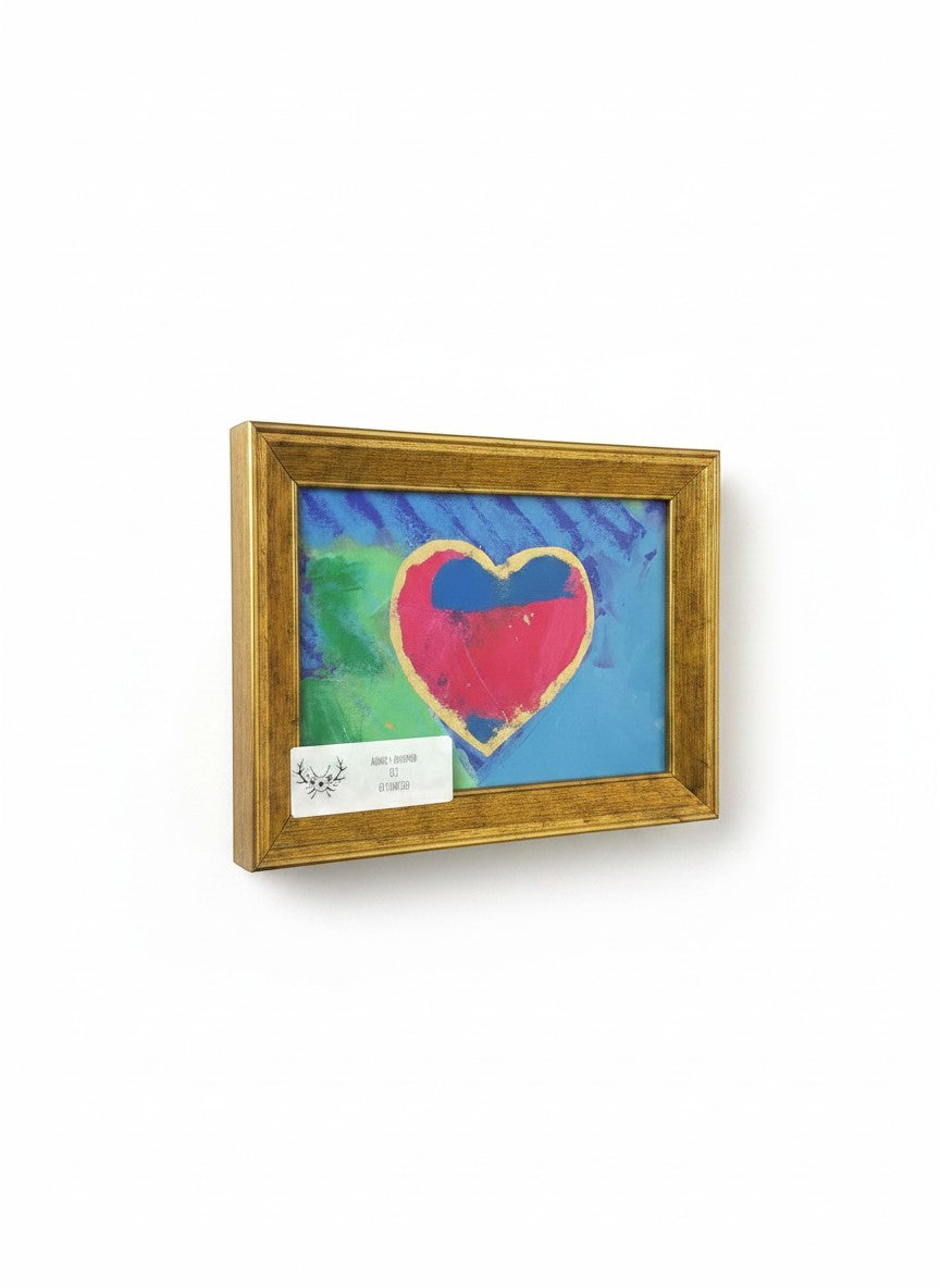 Chic Collective Color Me Loved abstract art with pink heart, gold trim, turquoise, cobalt, and emerald background.