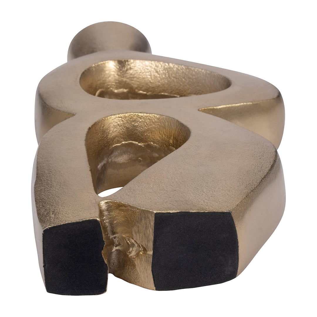 Chic Collective gold abstract art ceramic vase, 15 inches tall, modern decorative accent piece.