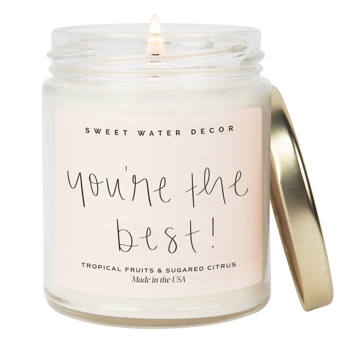 Chic Collective You're The Best! 9 oz soy candle with Island Air scent, tropical fruits and sugared citrus notes.