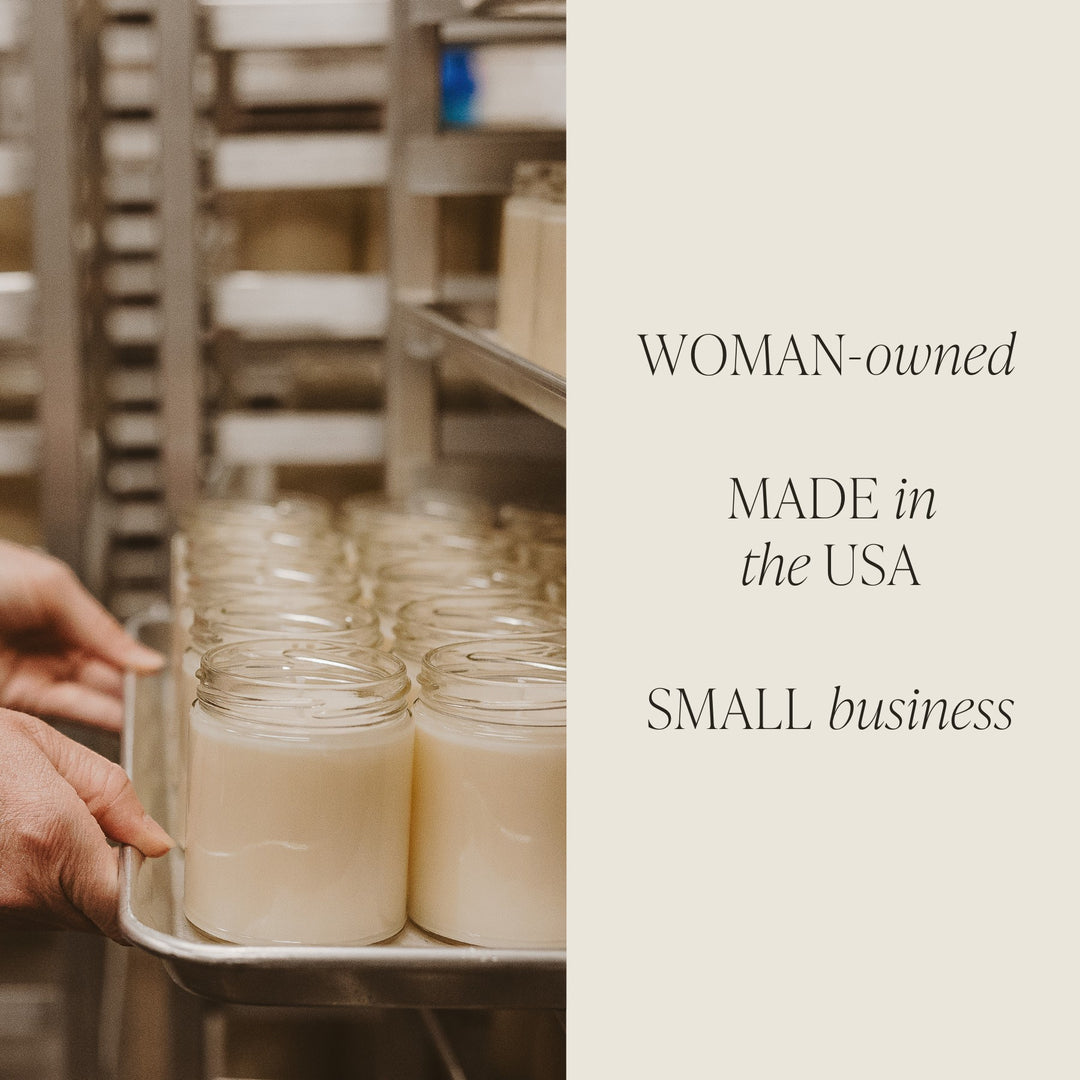 Chic Collective 9 oz soy candle with Island Air scent, made with vegan wax and cotton wick.