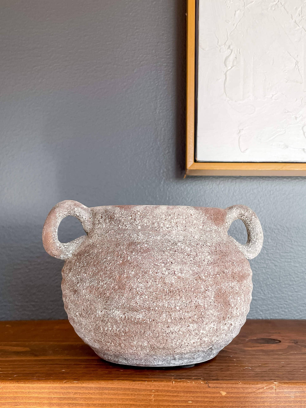 Chic Collective Siena rustic vintage-style ceramic vase in earthy terracotta tones with two handles.