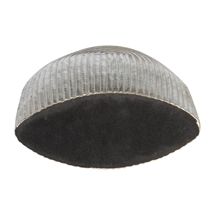Chic Collective silver aluminum novelty striped arch vase with a textured finish.