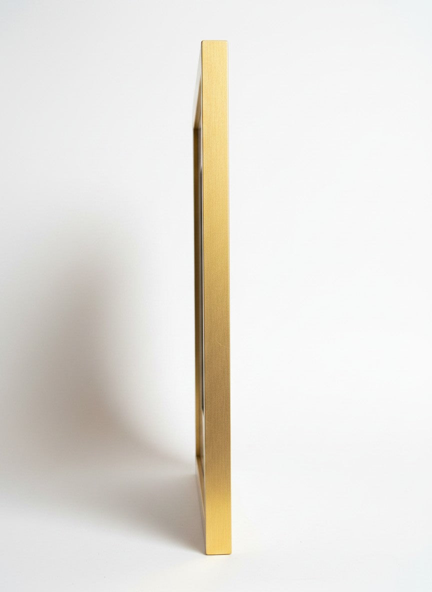 Chic Collective The Pursuit gold framed art piece depicting polo in motion with blues, chestnuts, whites, and greens.