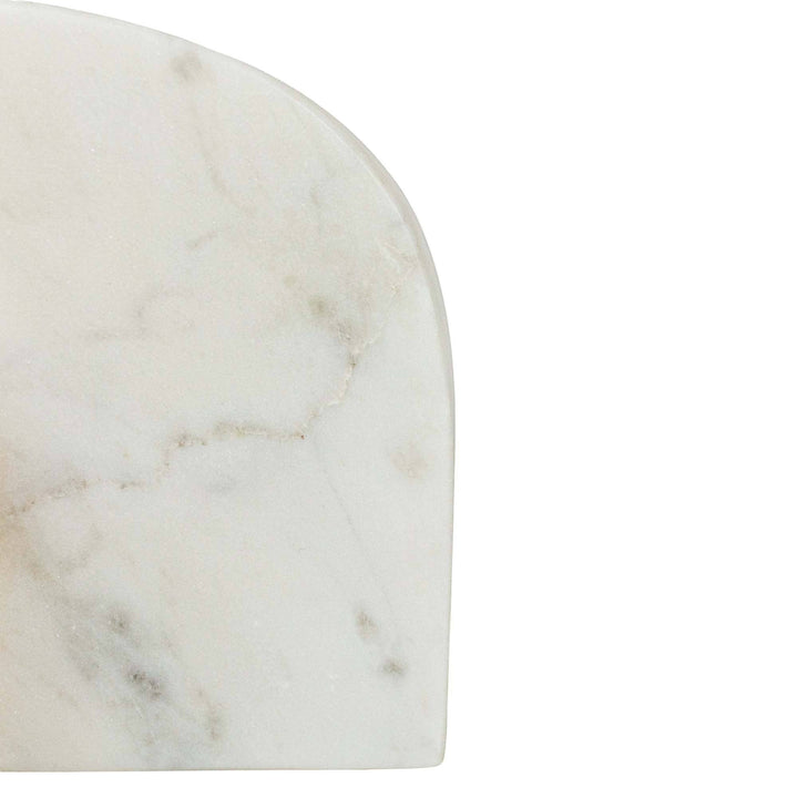 Chic Collective white marble arch bookends with natural veining. Set of 2.
