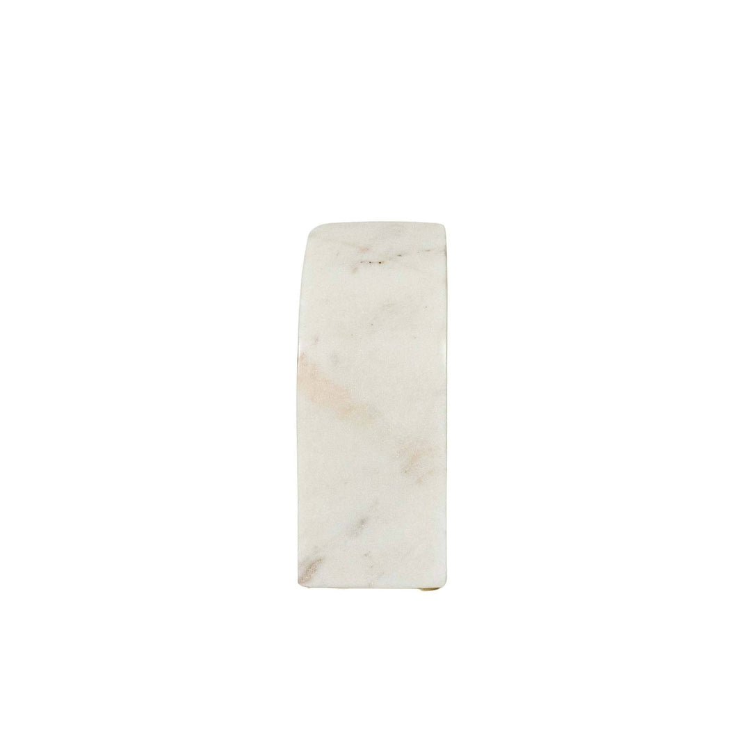 Chic Collective white marble arch bookends with subtle veining and rounded top edge. Set of 2.