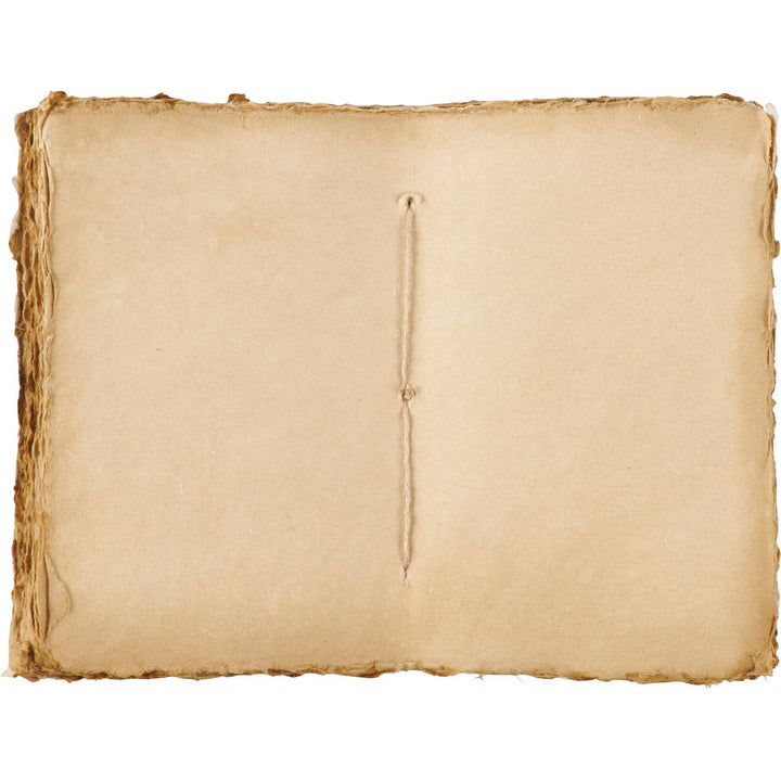 Chic Collective artisan journal with decorative binding, deckled edges, and twine closure. Textured paper in natural tan.