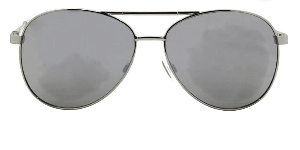 Chic Collective Maverick Aviator sunglasses with silver metal frame and polarized black lenses. Unisex design.