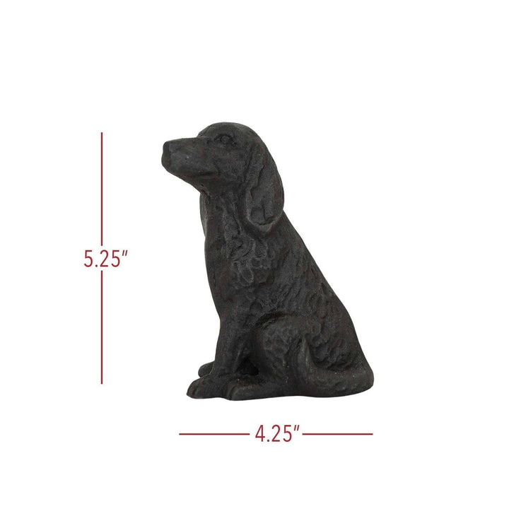 Chic Collective black cast iron sitting dog decorative accent, 5.25" H x 4.25" W.
