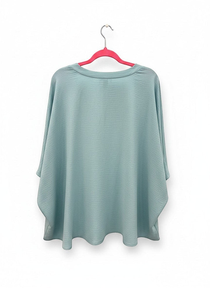 Chic Collective light blue textured V-neck dolman sleeve top