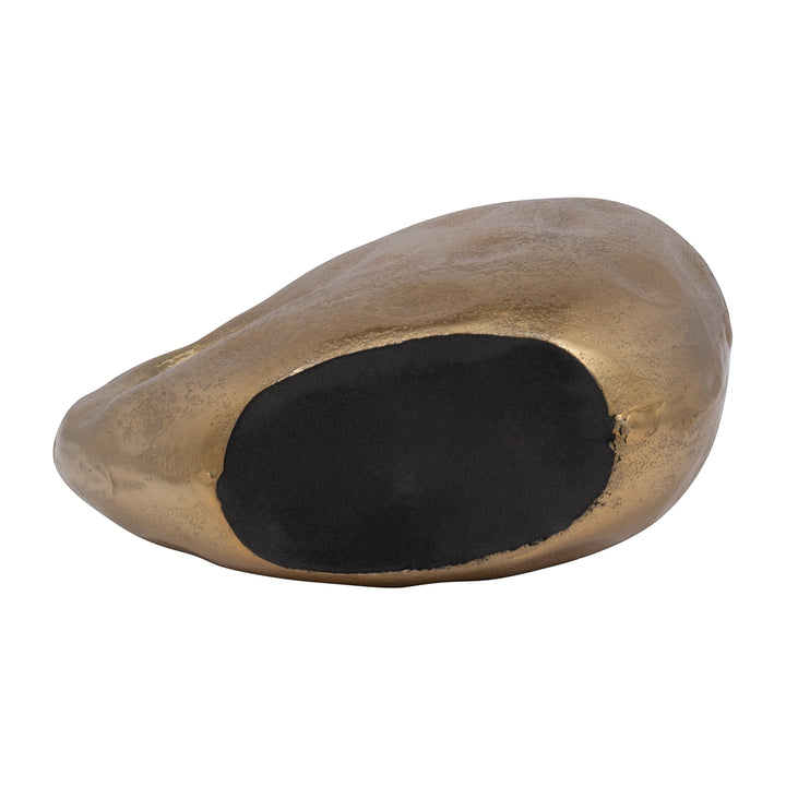 Chic Collective gold aluminum vase with hammered cut-out detail and black interior. Modern, novelty design.
