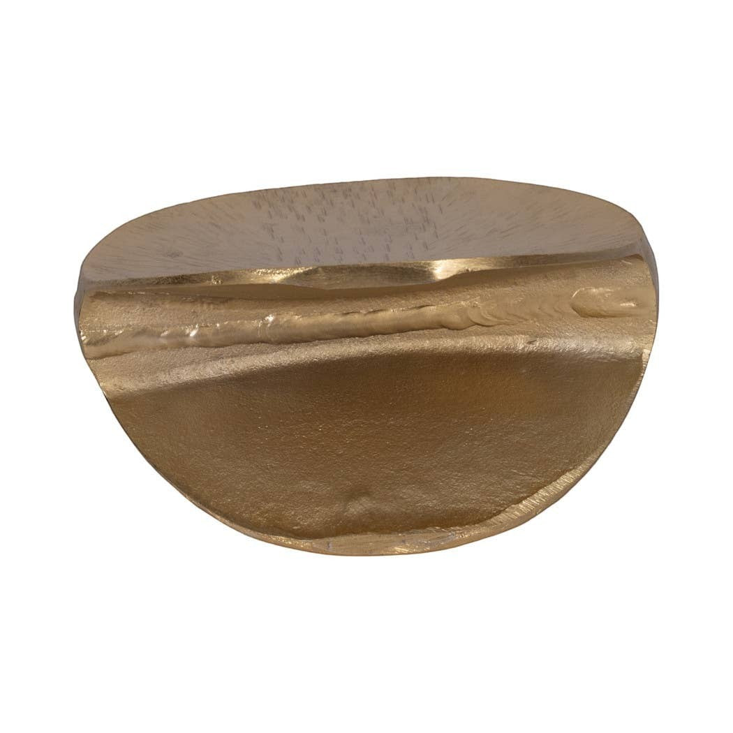 Chic Collective 12-inch metallic gold oval vase with textured etching. Made of metal and aluminum.