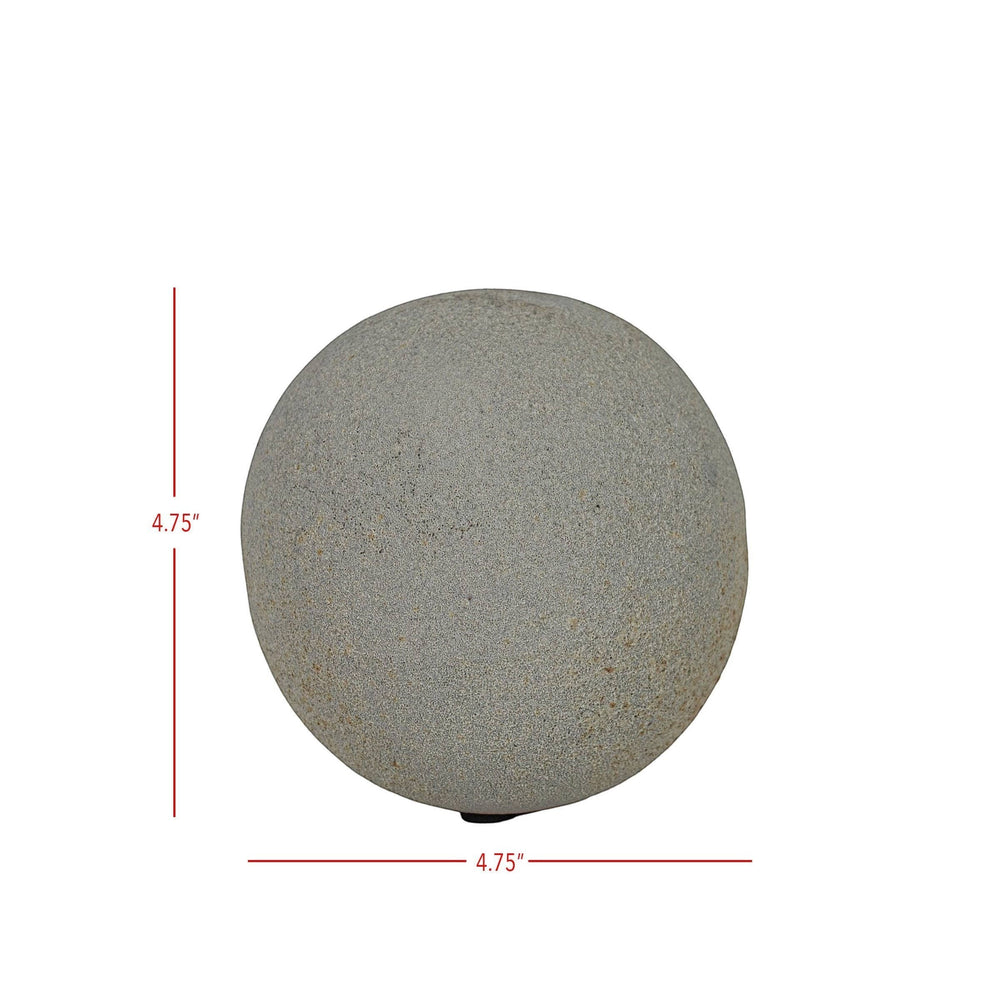Chic Collective coastal gray textured terracotta deco ball with sandy, stone-like finish. 4.75" diameter.