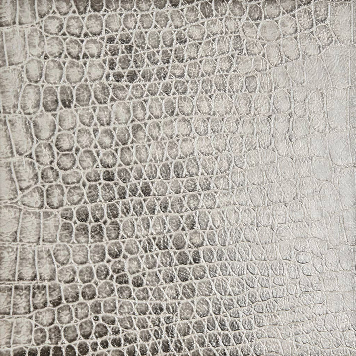 Chic Collective grey snakeskin PU leather accent chair with antique bronze metal frame.