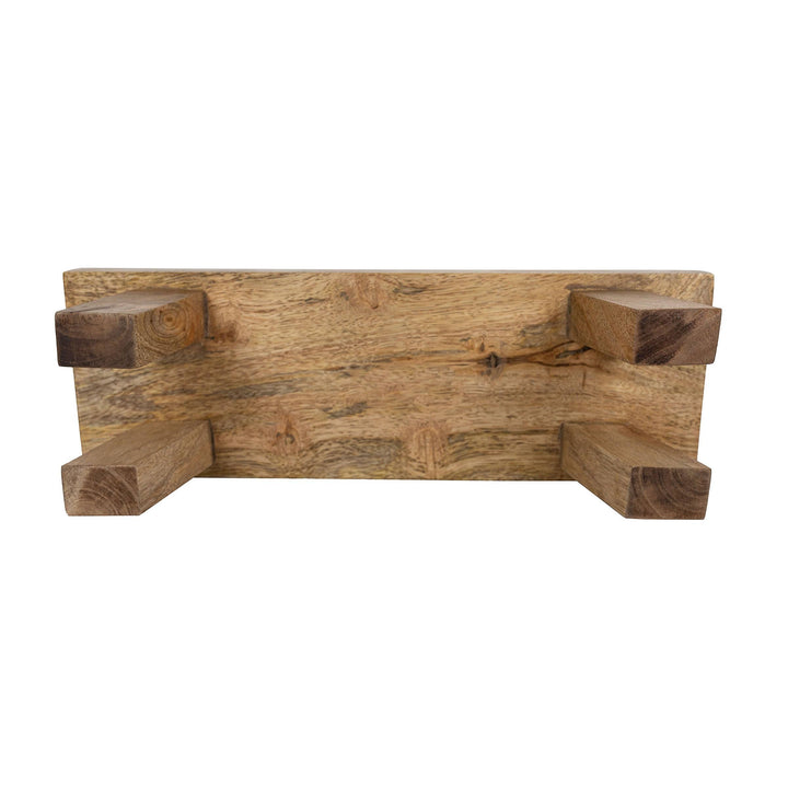 Chic Collective Hazel footed stool made of natural mango wood, perfect for farmhouse decor or serving treats.