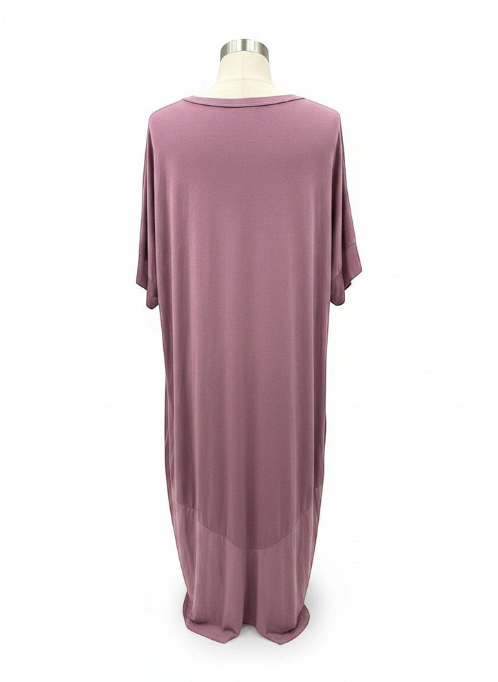 Chic Collective mauve dolman sleeve maxi dress with a relaxed fit and flowing silhouette.