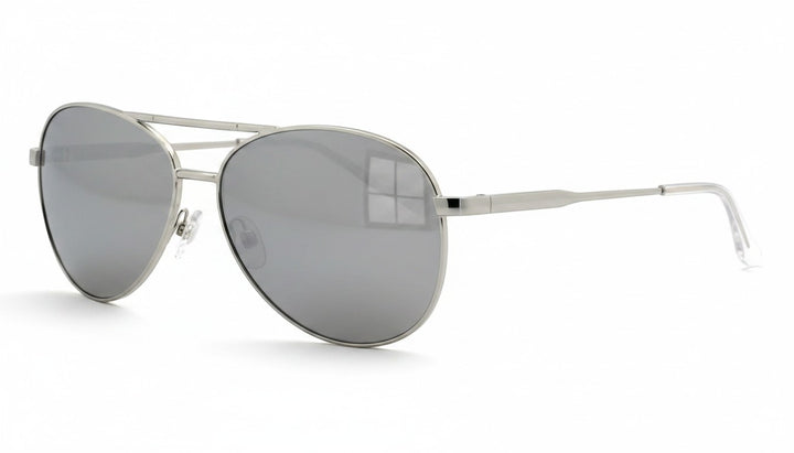 Chic Collective Maverick Aviator sunglasses with silver metal frames and polarized black lenses. Unisex design with UV 400 protection.