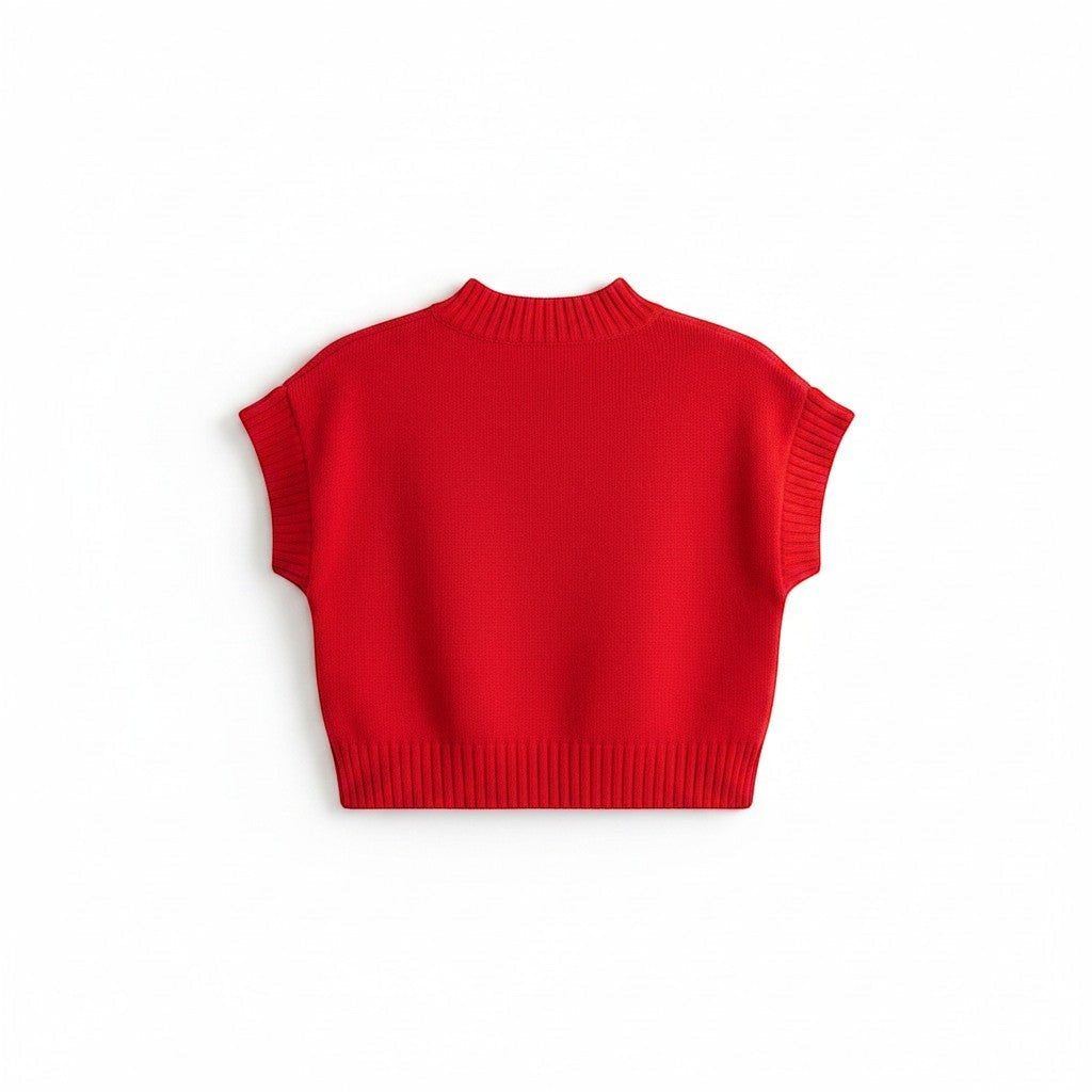 Chic Collective red knit sweater vest with mock neck and ribbed trim. Size XL.
