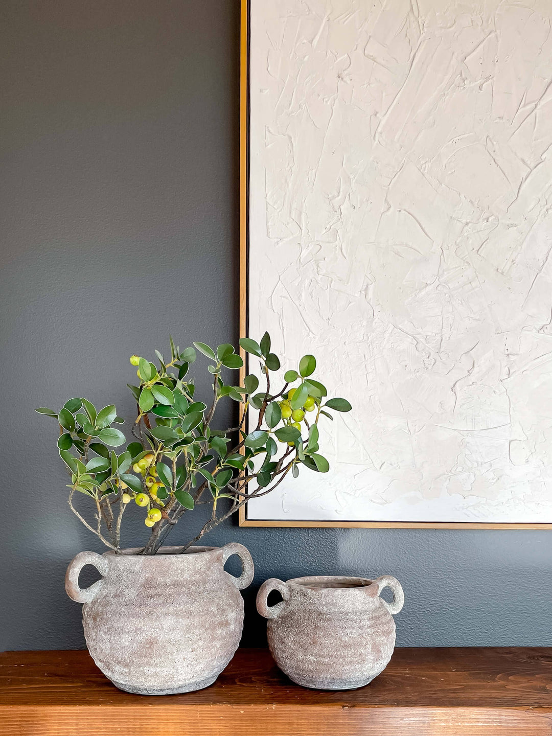 Chic Collective Siena rustic vintage-style ceramic vase in earthy tones with handles, perfect for decor.