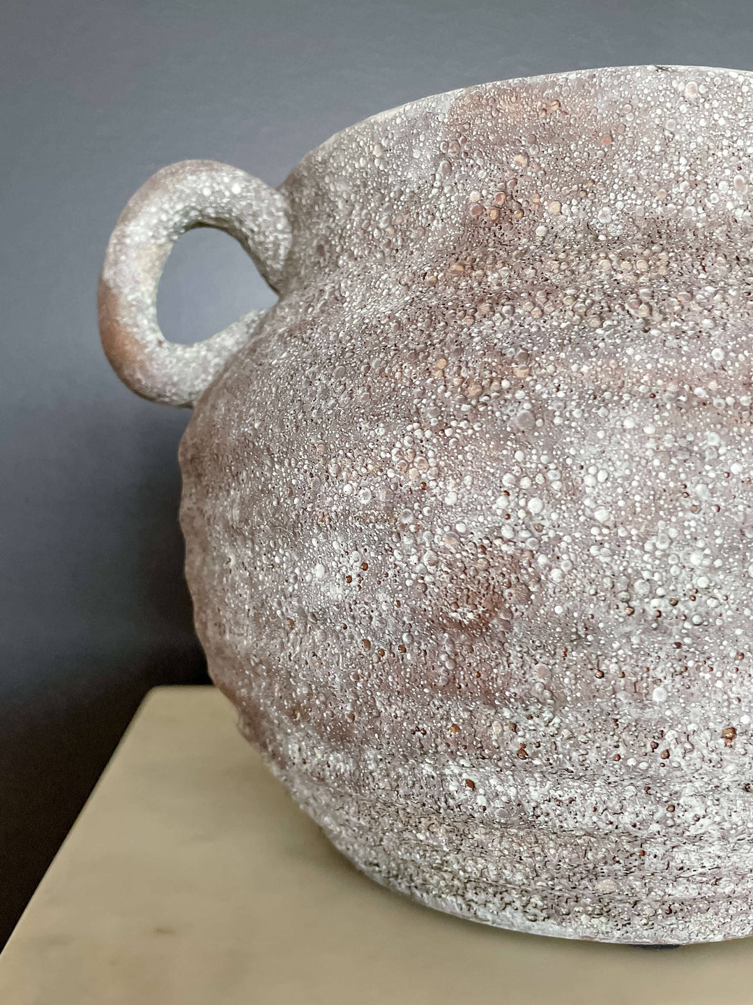 Chic Collective Siena rustic vintage-style ceramic vase in earthy tones with a textured finish and handles.