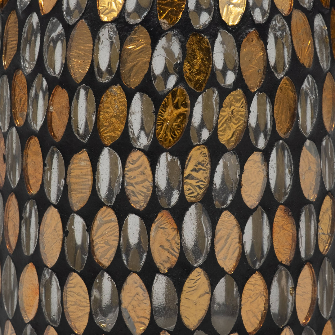 Bronze/Copper 7 in. Glass Round Mosaic Glam Vase