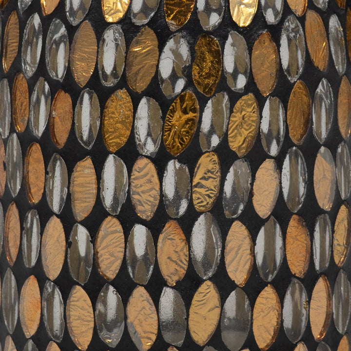 Bronze/Copper 7 in. Glass Round Mosaic Glam Vase