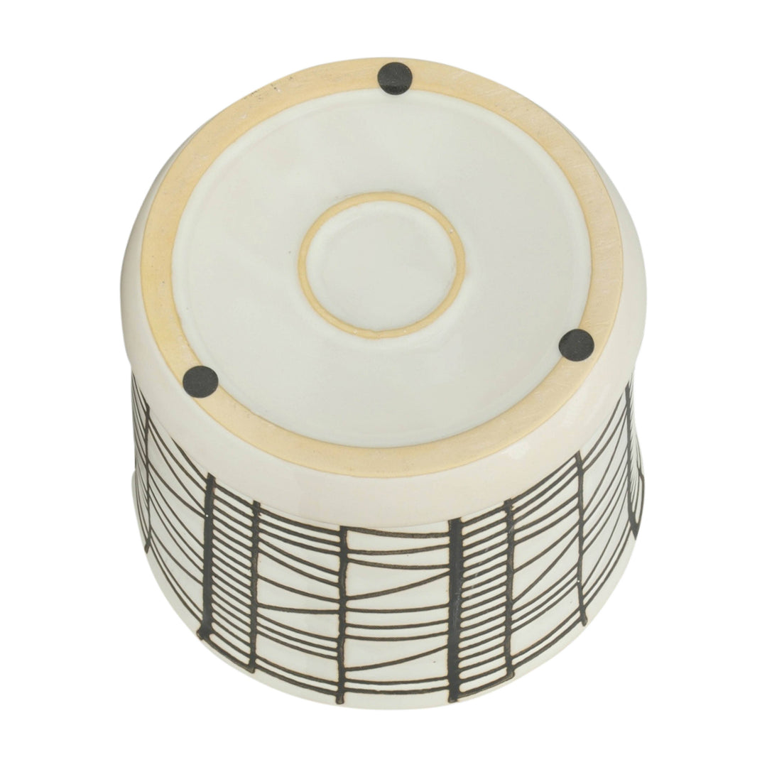 Beige 6/8 in. Round Geometric Planter with Saucer