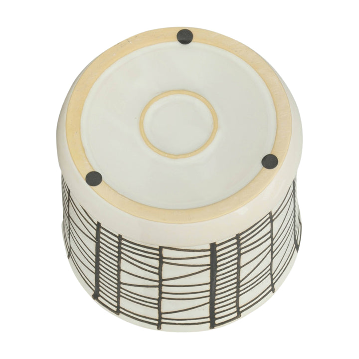 Beige 6/8 in. Round Geometric Planter with Saucer