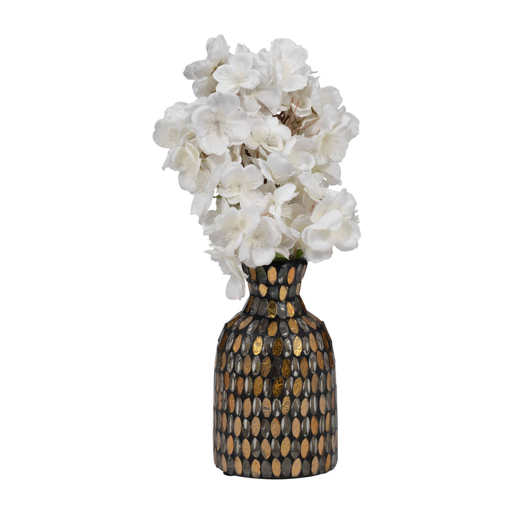Bronze/Copper 7 in. Glass Round Mosaic Glam Vase
