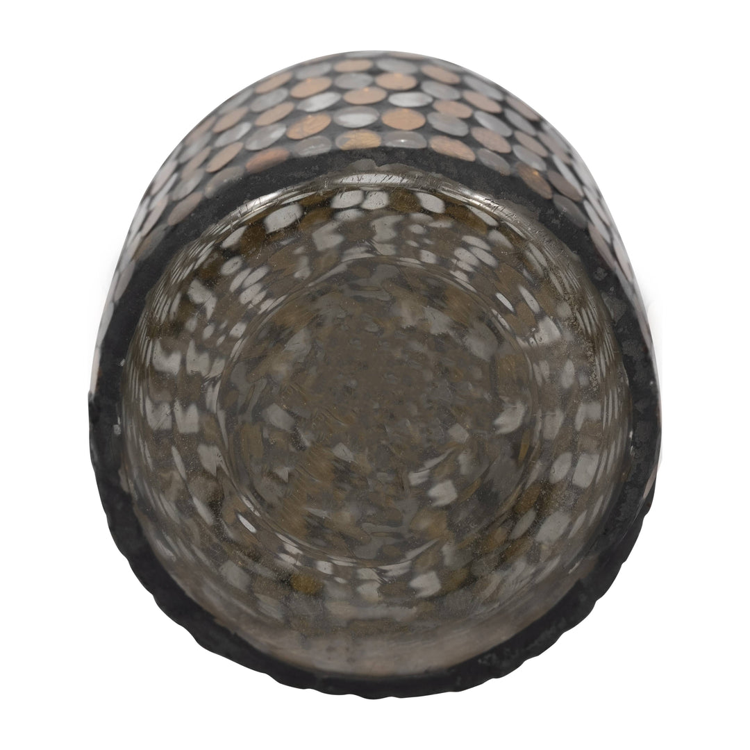 Bronze/Copper 7 in. Glass Round Mosaic Glam Vase