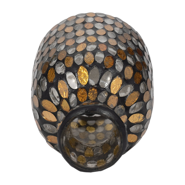 Bronze/Copper 7 in. Glass Round Mosaic Glam Vase
