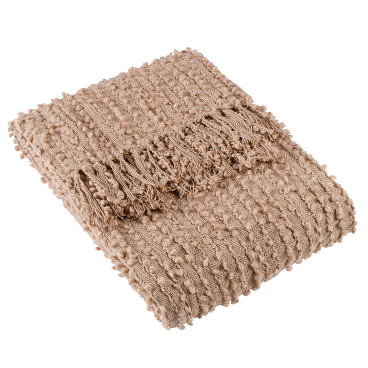 Arvo Woven Tasselled Throw Plaster